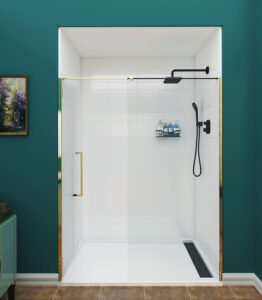 Anhe Shower Wall seamless white shower panel in modern bathroom