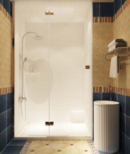 Anhe Shower Wall seamless white shower panel in modern bathroom