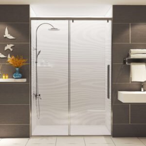 Anhe Shower Wall seamless white shower panel in modern bathroom