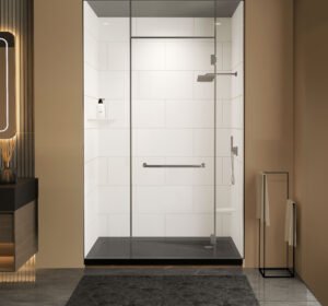 Anhe Shower Wall seamless white shower panel in modern bathroom