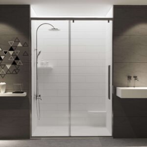 Anhe Shower Wall seamless white shower panel in modern bathroom