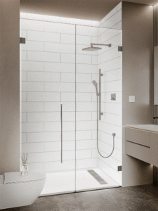 Anhe Shower Wall seamless white shower panel in modern bathroom