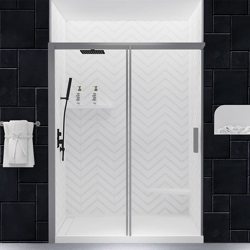         * Anhe Shower Wall seamless white shower panel in modern bathroom