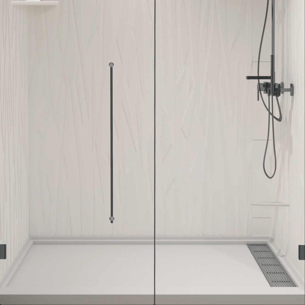 Anhe Shower Wall seamless white shower panel in modern bathroom