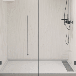 Anhe Shower Wall seamless white shower panel in modern bathroom
